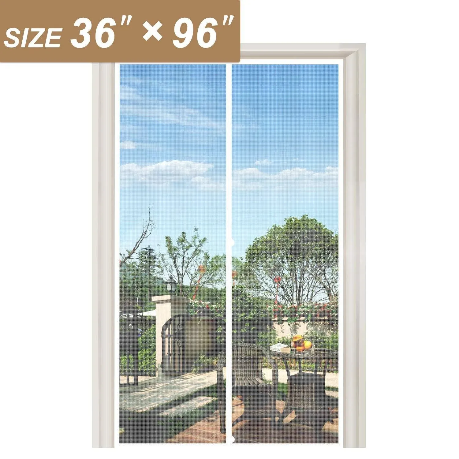 Yotache White Screen Doors with Magnets Fits Door Size 36 x 96, Screen Size 38" x 97" Heavy Duty Door Net Enjoy Fresh Air