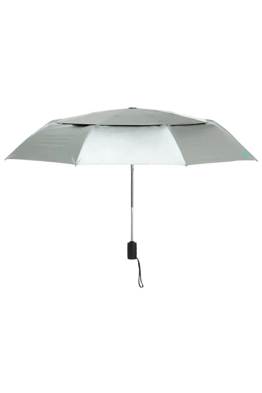 Coolibar UPF 50+ 42 Inch Sodalis Travel Umbrella - Sun Protective (One Size- Silver)