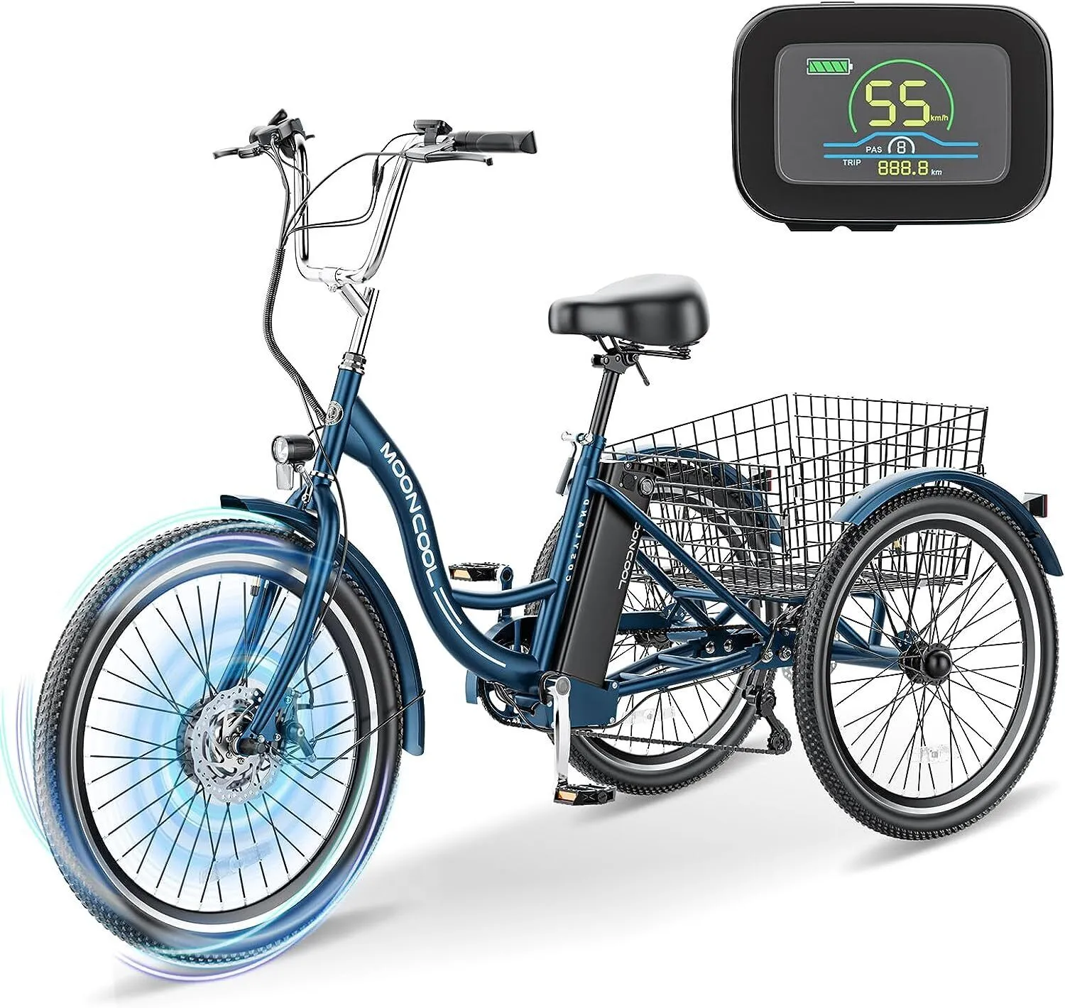 MOONCOOL Electric Tricycle for Adults, 350W 36V 7 Speeds Electric Trike Bicycle  | eBay