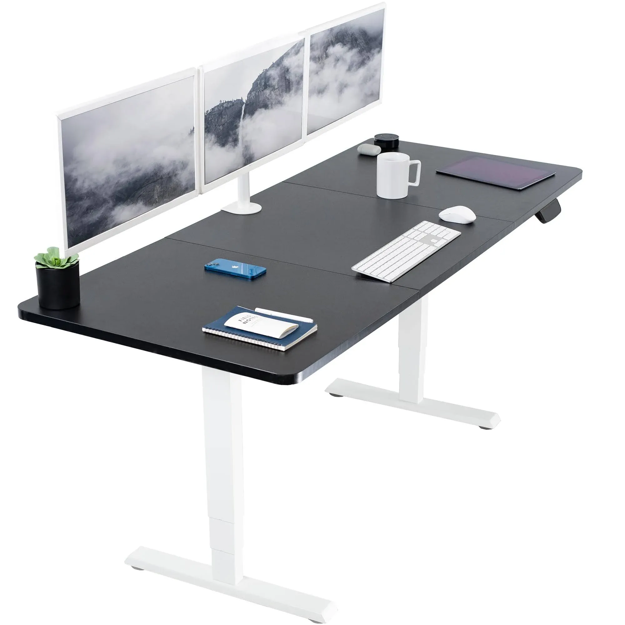 VIVO Electric 71 x 30 inch Sit Stand Desk, Dual Motor Memory Controller Height Adjustment, 2B Series, Black Top White Frame, DESK-KIT-2W7B