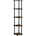 Furinno Turn-N-Tube 5 Tier Corner Display Rack Multipurpose Shelving Unit Amber Pine & Black