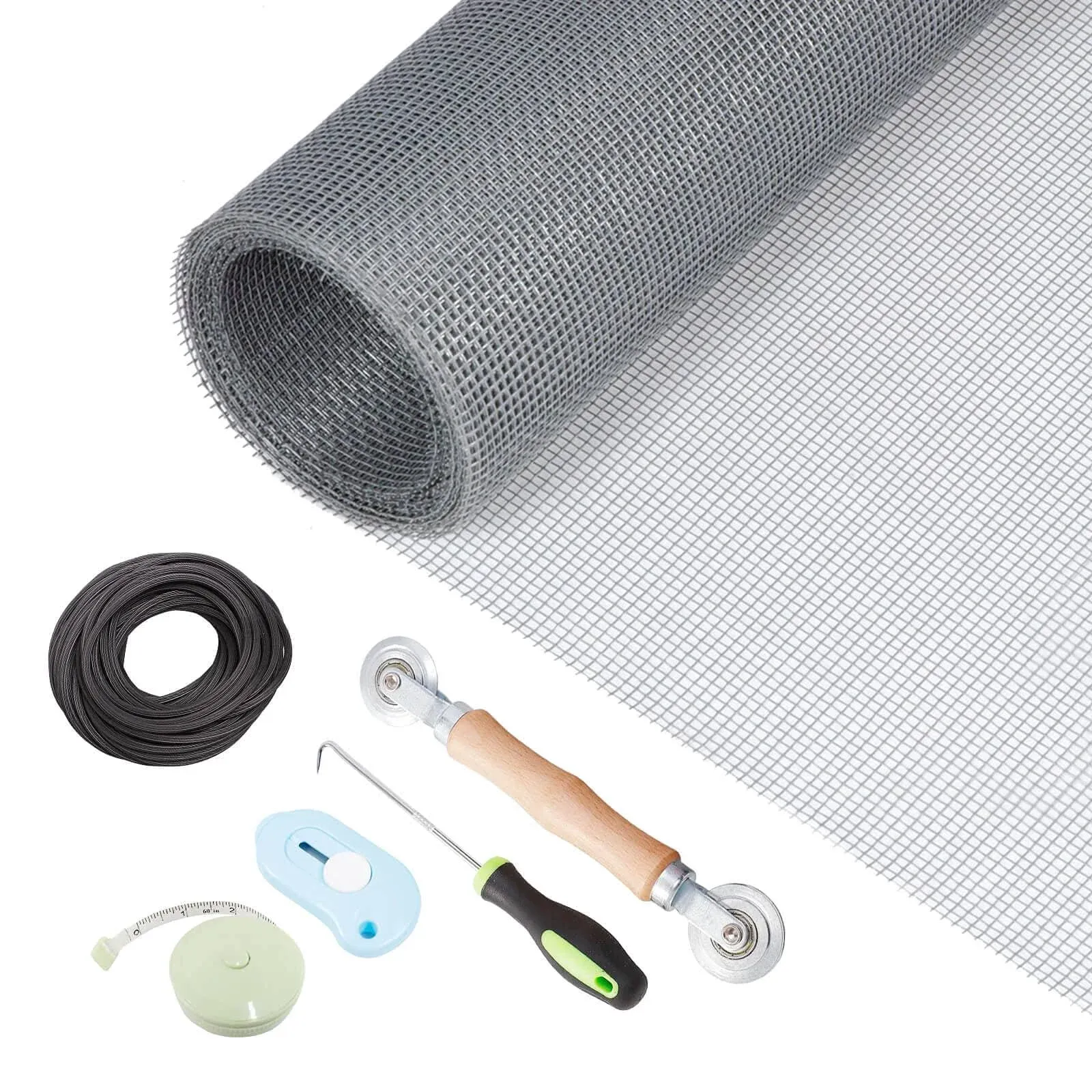 Abtoff Window Screen Repair Kit - 59" x 106" Screen Door Replacement Fiberglass Screen Mesh with All Screen Tools for Sliding Door and Patio Screen Door