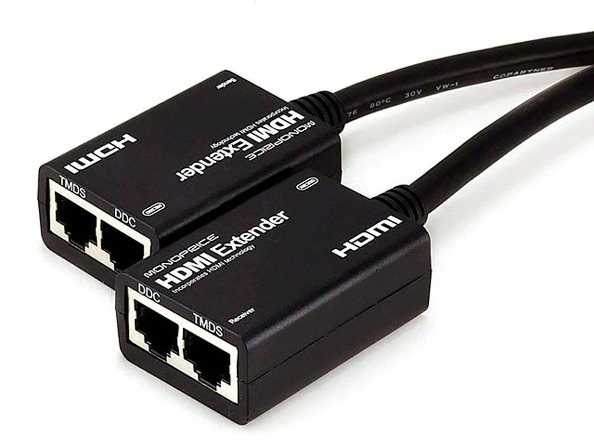 Monoprice 98' Cat5e/Cat6 HDMI Extender, Black