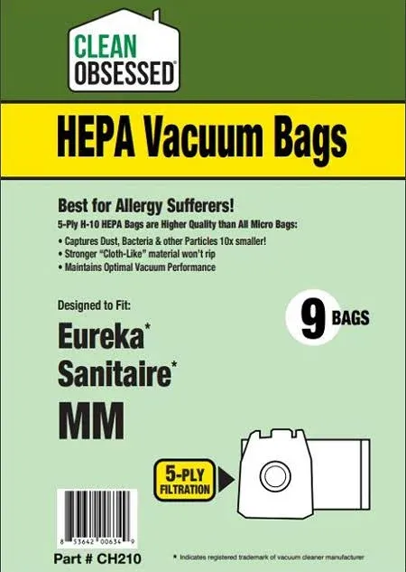 CH210 Eureka Electrolux Sanitaire Type MM HEPA  Cloth Bags 3/pk