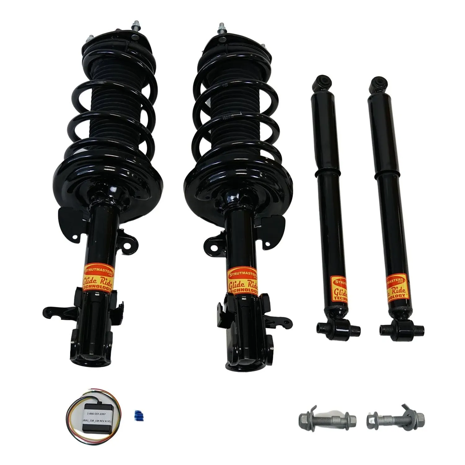 Strutmasters 4-Wheel Active Electronic Suspension Conversion Kit for 2007-2013 Acura MDX (AWD) with Suspension Light Module & Camber Bolts (AC14FMCK)