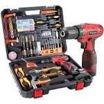 DD Dedeo Tool Set with Drill, 108pcs Cordless Drill Household Power Tools Set with 16.8v Lithium Driver Claw Hammer Wrenches Pliers DIY Accessories