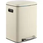 happimess Marco Rectangular 10.6-Gallon Double Bucket Trash Can with Soft-Close Lid, Limestone Beige