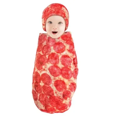 Hudson Baby Plush Food Burrito or Pizza Blanket and Cap Pepperoni Pizza / One Size