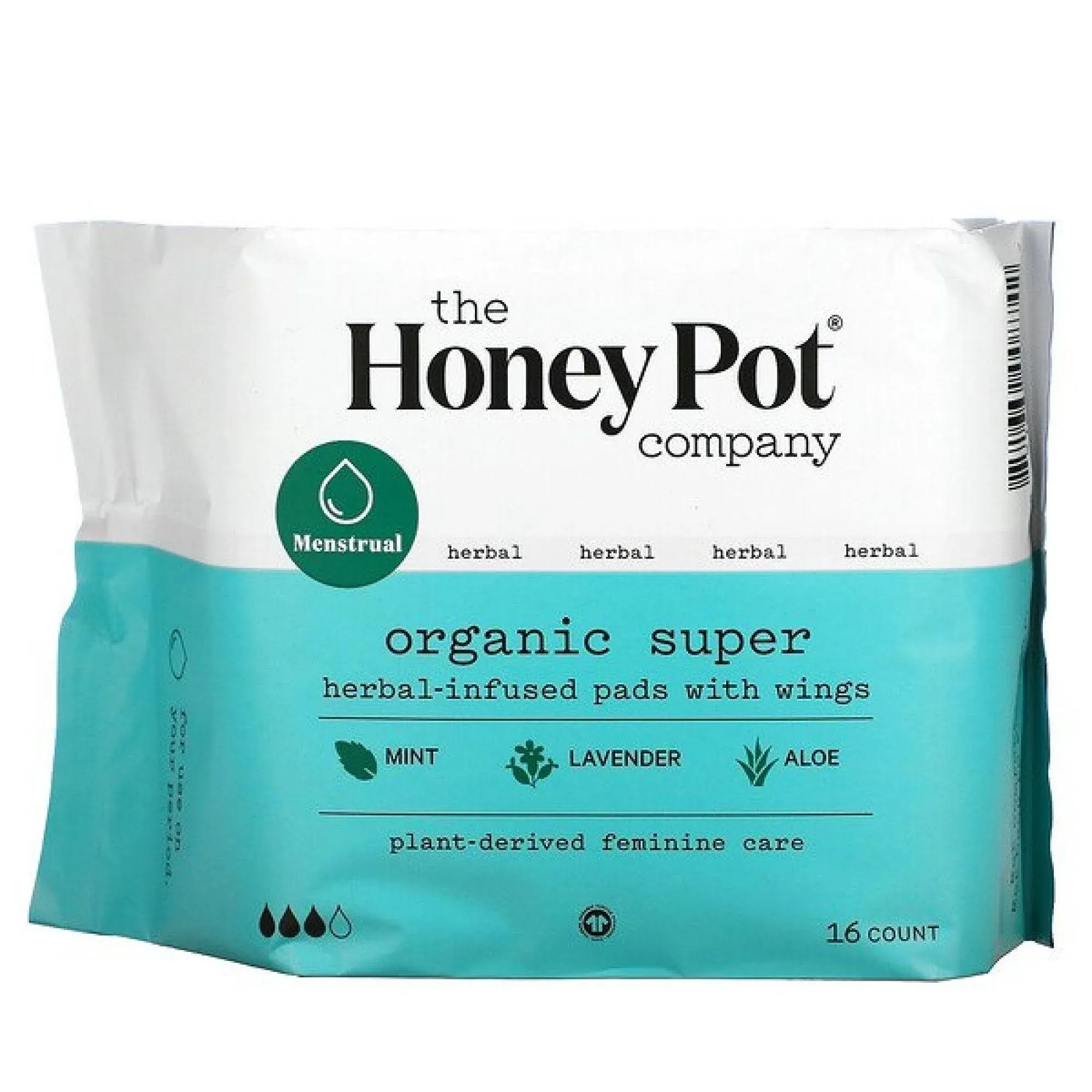 The Honey Pot Herbal Pads Super - 16 ct