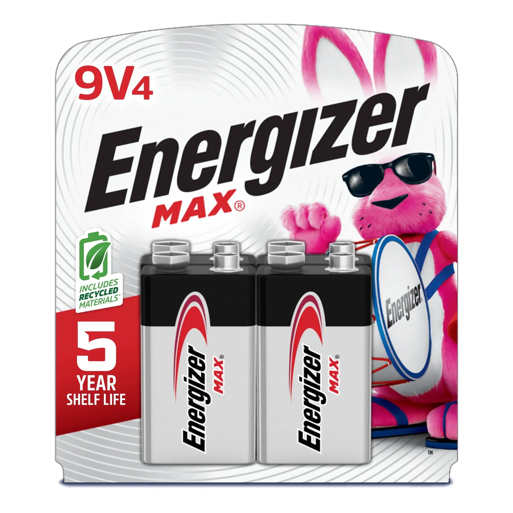 Energizer Max Batteries, Alkaline, 9V - 4 batteries