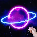 Lumoonosity Planet Neon Sign, USB Powered Planet Light Led Neon Signs with On/Of