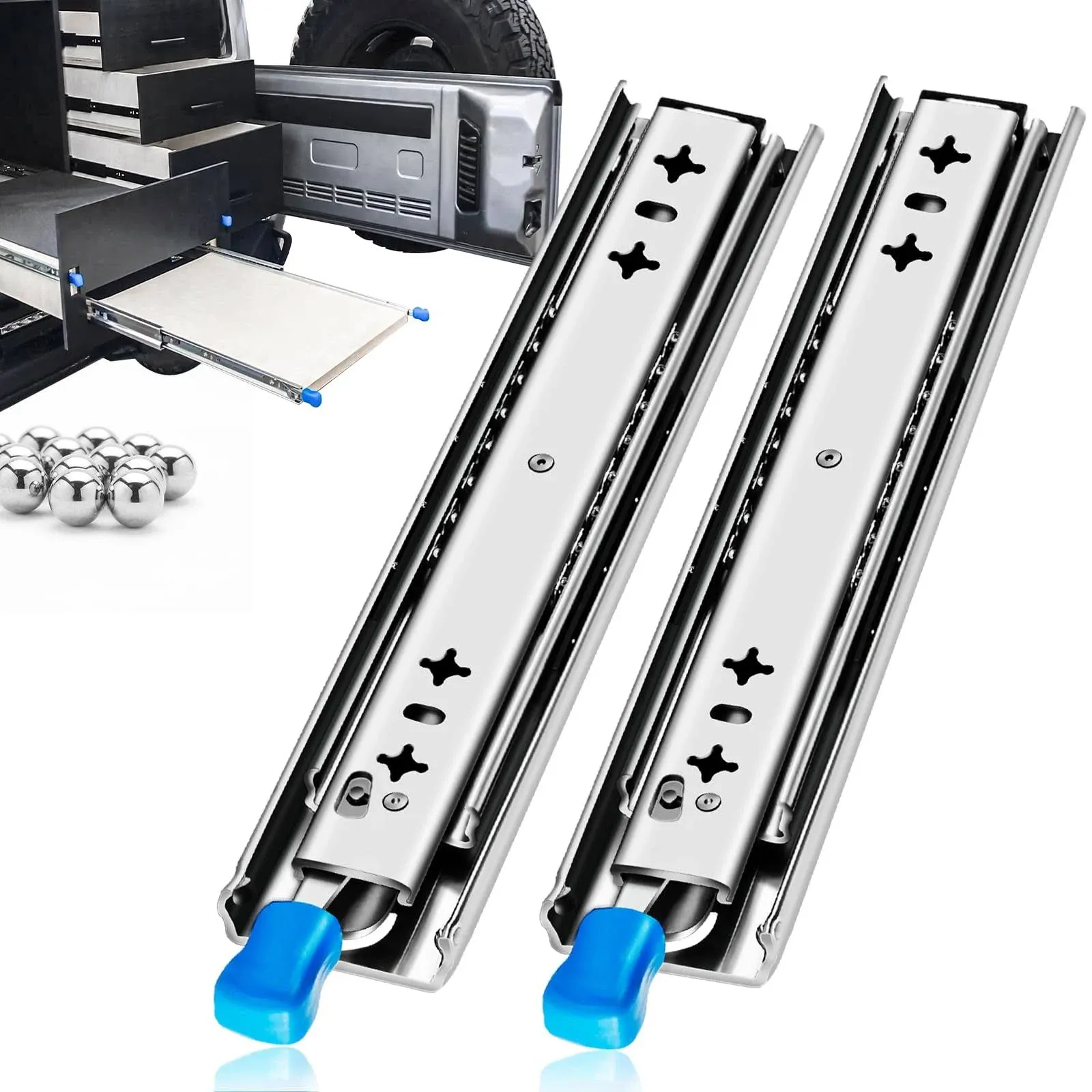 YENUO Heavy Duty Locking Drawer Slides Full Extension Runners with Lock 12 14 16 18 20 22 24 26 28 30 32 34 36 38 40 inch Side Mount Ball Bearing