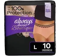 Always Discreet Boutique, Incontinence & Postpartum Underwear for Women,Maximum Protection, Peach, Large, 18 Count