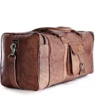 28&#034; New Men&#039;s Genuine Brown Leather Vintage Duffle Travel gym Overnight Bag