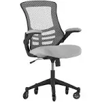 Flash Furniture Kelista Mid-Back Dark Gray Mesh Swivel Ergonomic Task Office Chair with Flip-Up Arms and Transparent Roller Wheels