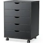 ZUNMOS 5 Drawer Chest Dressers Storage Cabinets Wooden Room Organizer with Wheel