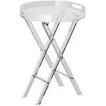 VEVOR Acrylic Folding Tray Table, End Table with X Leg, Clear 