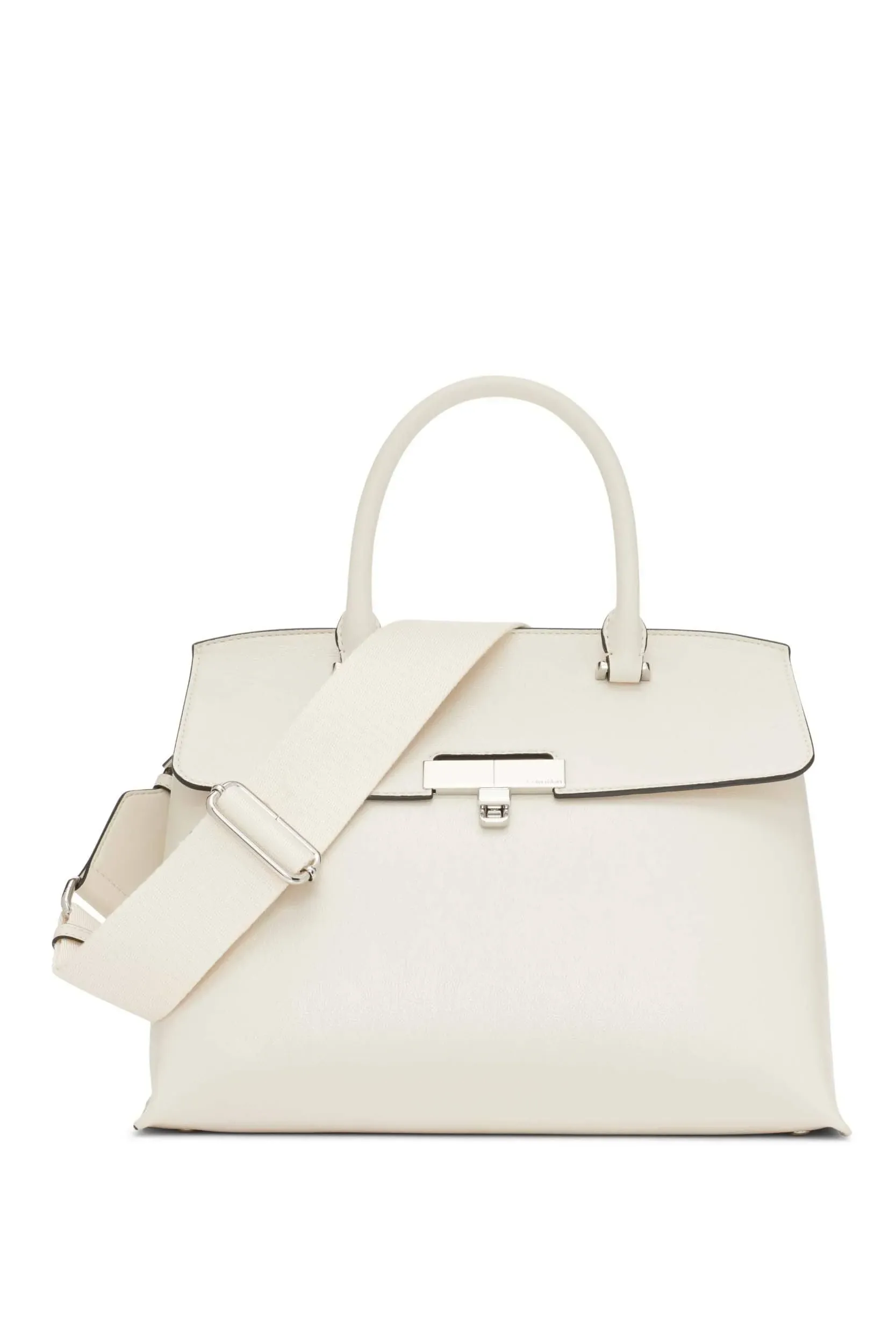 Calvin Klein Becky Turnlock Convertible Satchel - Cherub WHT