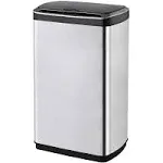 ELPHECO 50 Liter / 13.2 Gallon Rectangular Kitchen Trash Can, Brushed Stainless Steel Finish Motion Sensor Trash Can, Automatic Trash can for Kitchen, Living Room, Office, 3 AA Batteries, Black