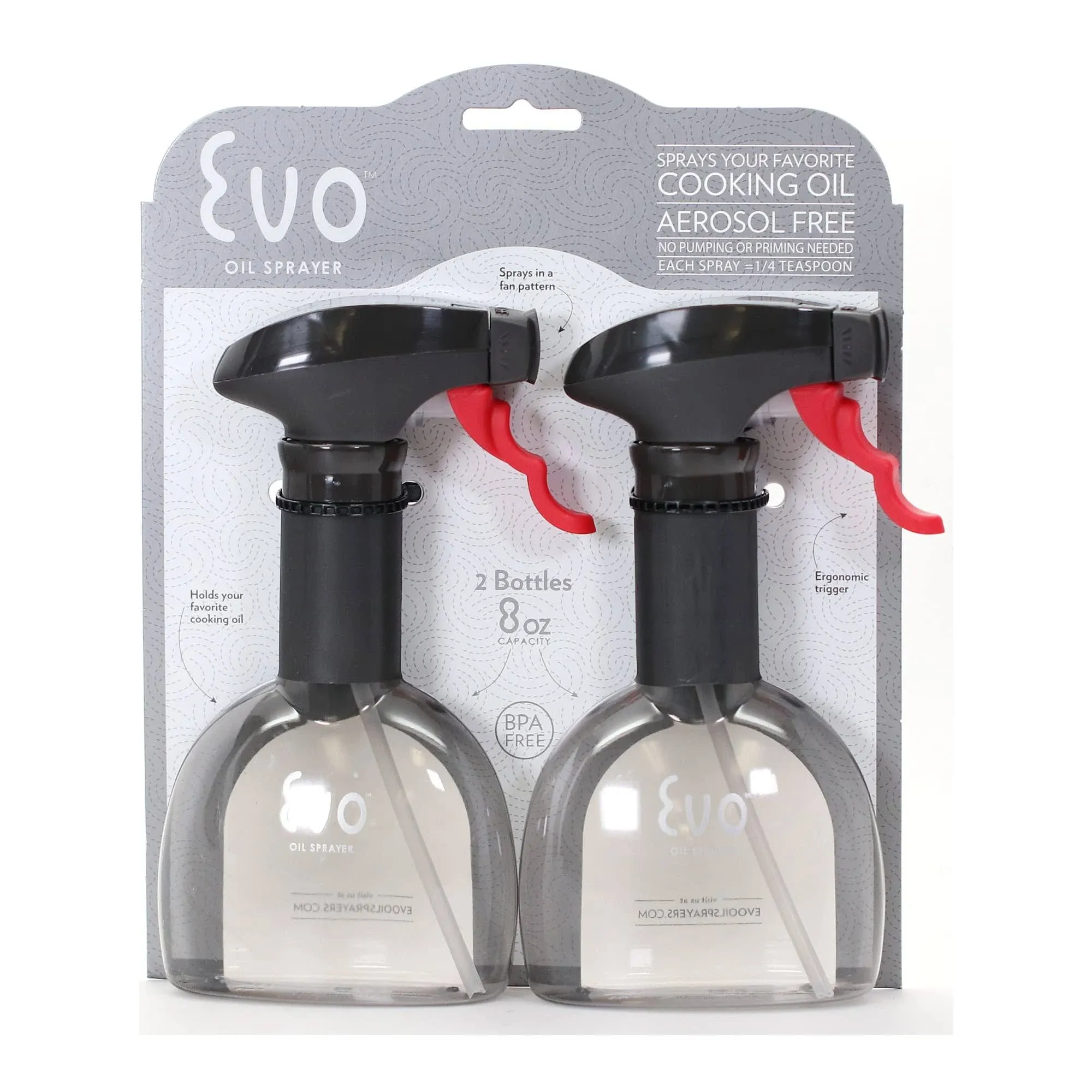 Evo Non-Aerosol Oil Sprayer Bottle Set (8 oz, 2-Pack)