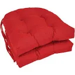 Blazing Needles 16 in. Solid Twill U-Shaped Tufted Chair Cushions, Red - Set of 2