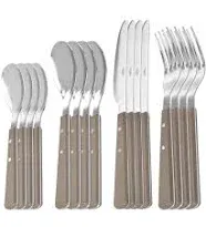 Martha Stewart Watercliffe 16 pc Flatware Set Stainless Steel w/ABS Handle - Warm Grey