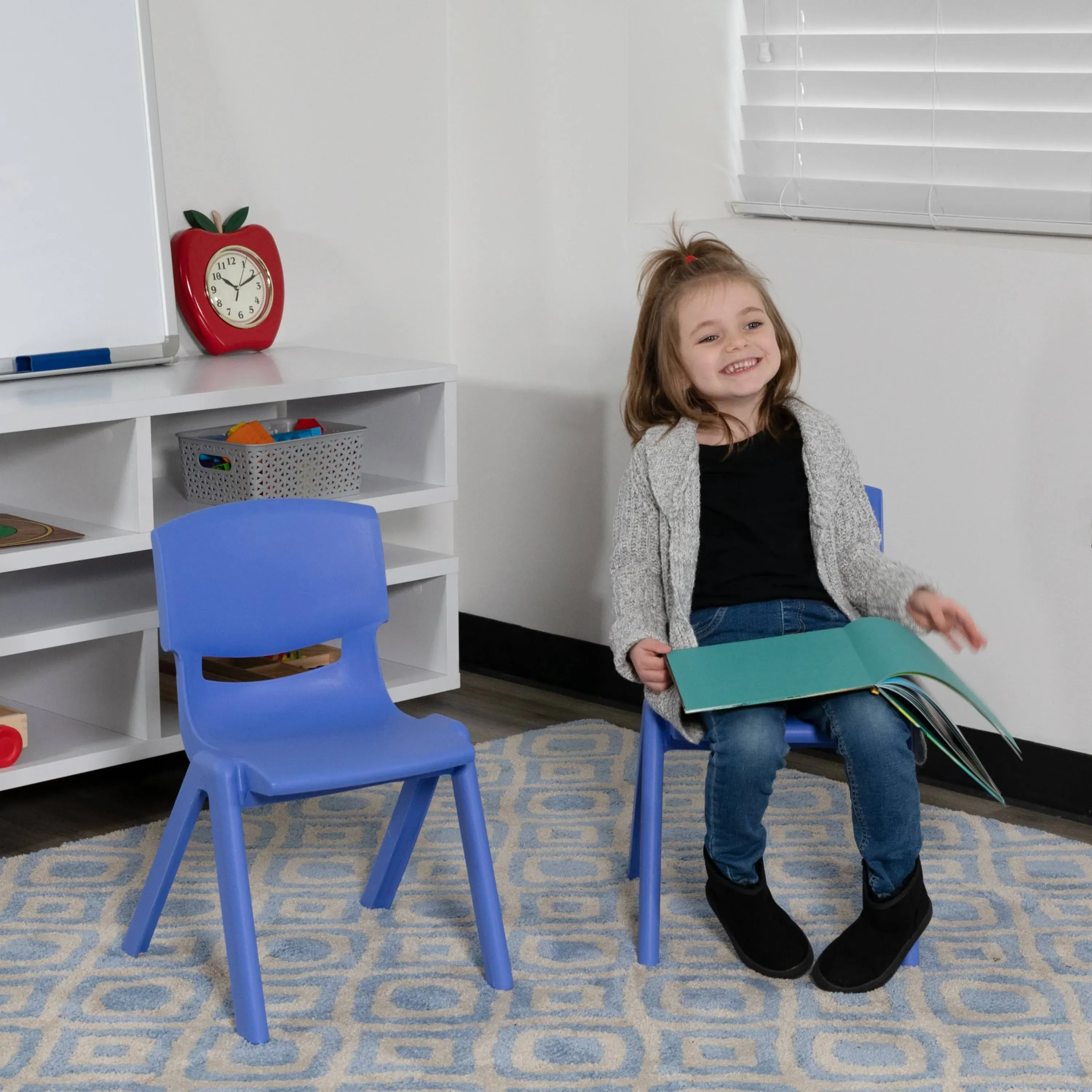 Flash Furniture 2 Pack Blue Plastic Stackable School Chair with 10.5'' Seat Height