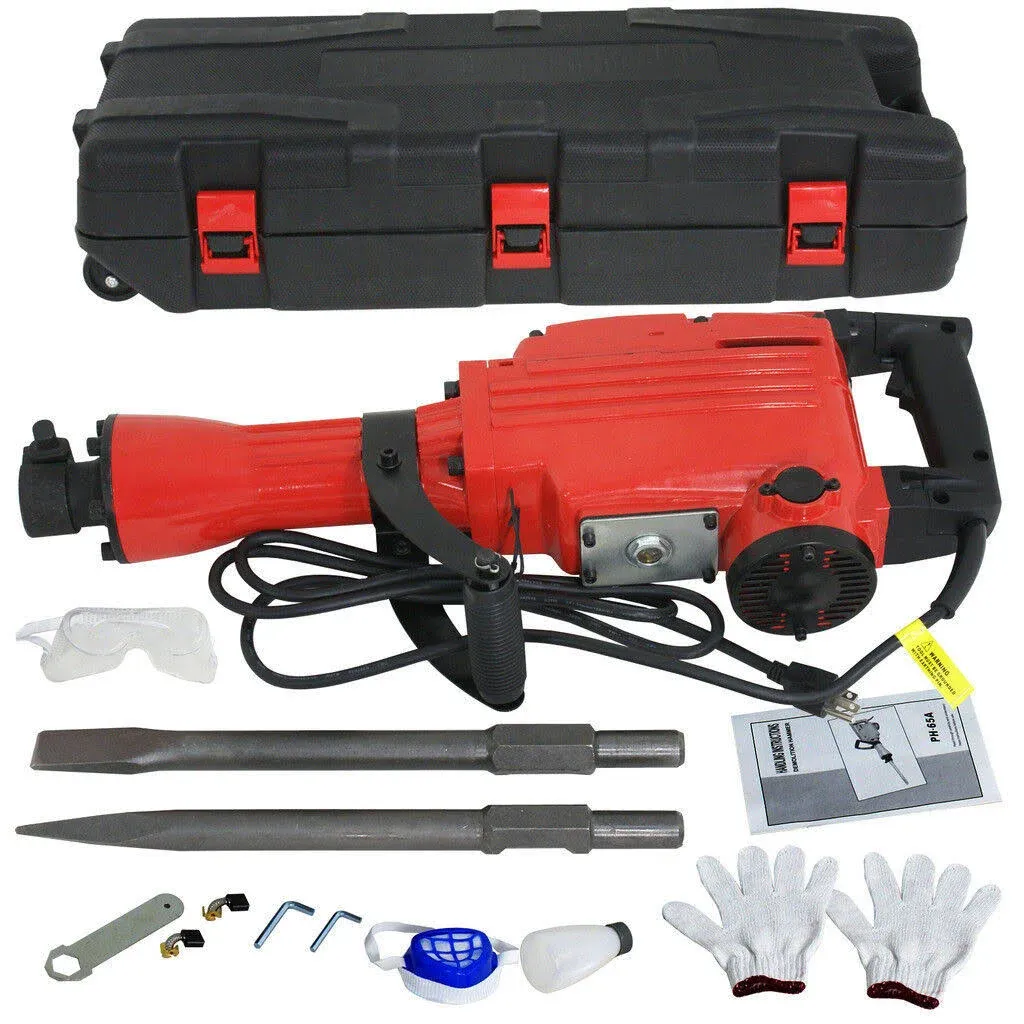 2200W Heavy Duty Electric Demolition Jack Hammer Concrete Breaker Drills W/Case,