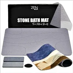 Diatomite Stone Bath Mat Quick Dry (6-Piece) – Bath Mat Stone Absorbing with ...