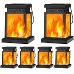 shumi Hanging Solar Lanterns Outdoor Waterproof - 6 Pack Solar Flickering Fla...