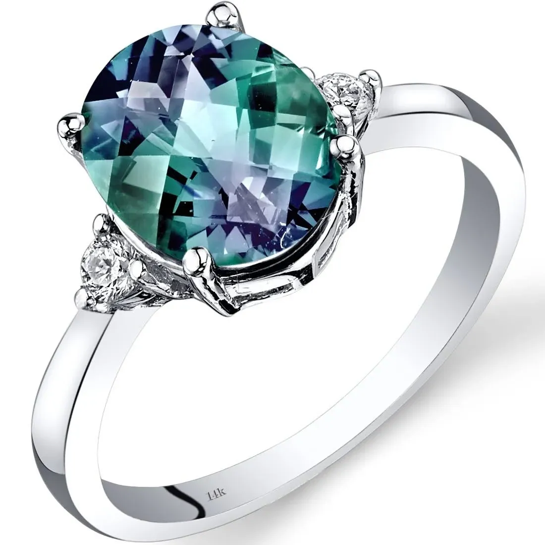 Peora 3 Carat Oval-Cut Created Alexandrite Diamond Ring