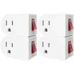 VSEER Grounded Outlet with ON Off Switch (4 Pack), Single Power Adapter Outlet Switch 15A 1875W/3 Prong Plug Switch in White, ETL Listed