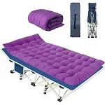 MMQ Camping Cot with Comfortable Mattress Cots for Sleeping with Pad Heavy Duty Camping Bed Sleeping Cot Include Carry Bag Camping Cots for Adults Home