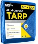 Multi-Purpose 15 X 20 Blue Poly Tarp Cover Heavy Duty 5 Mil Thick Weave Material, Waterproof, Great for Tarpaulin Canopy Tent, Boat, RV or Pool Cover and More (Finished Size 14.4" X 19.6")