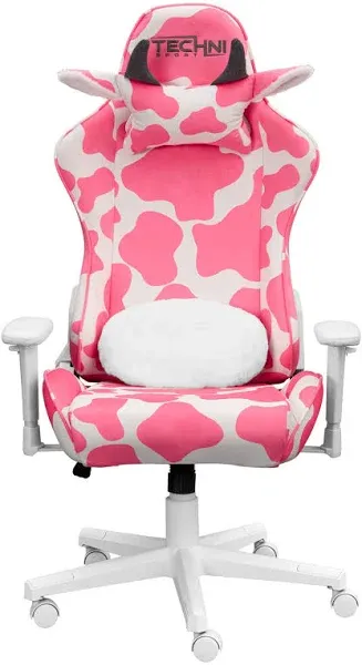 Gaming Chair Cow Print Ergonomic Fabric Multi-colored