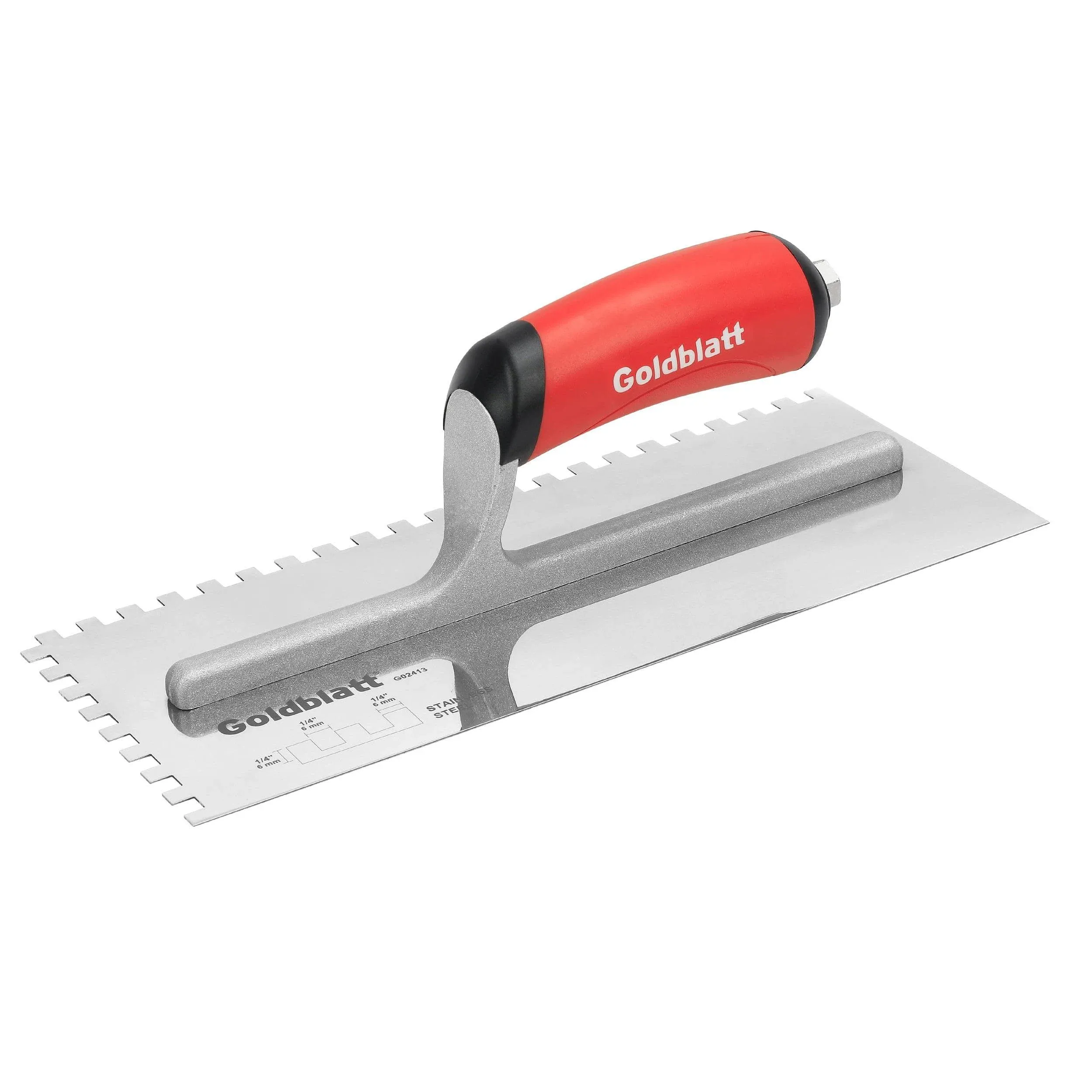 Goldblatt Trowel Pro Stainless Steel Square-Notch Trowel 1/4 in. x 1/4 in. x 1/4 in.