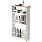 Yamazaki Tower Rolling Slim Storage Cart - White