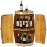 Vintiquewise Wooden Wine Barrel Shaped Wine Holder, Bar Storage Lockable Storage Cabinet