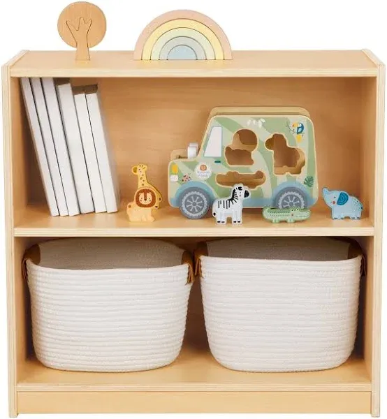 OOOK Montessori Shelf and Toy Storage, Compact Toddler Bookshelf for Small Space, Wooden Storage Cabinet Shelves and Kids Bookcase for Classroom