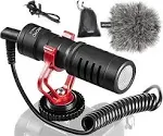 Movo VXR10 Universal Video Microphone with Shock Mount, Deadcat Windscreen, Case