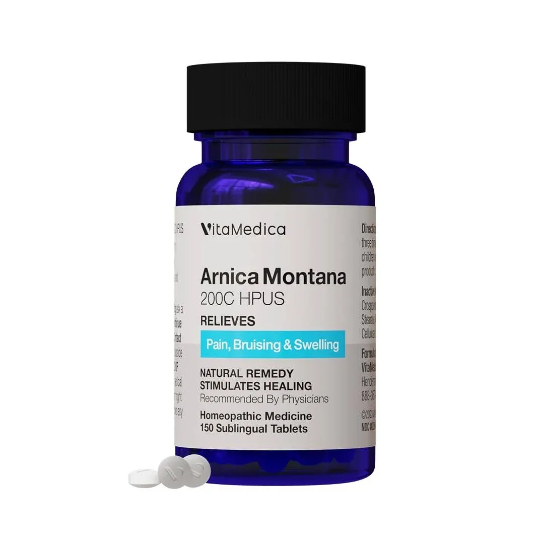 VitaMedica Arnica Montana 200C Rapid Dissolve Tablets for Natural Pain, Bruising, and Swelling Support - High Potency Homeopathic Medicine for Injury and Surgery Recovery - 150 Ct - 50 Servings