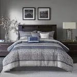 Madison Park - Rhapsody 7 Piece Jacquard Comforter Set - Cal King - Grey/Taupe