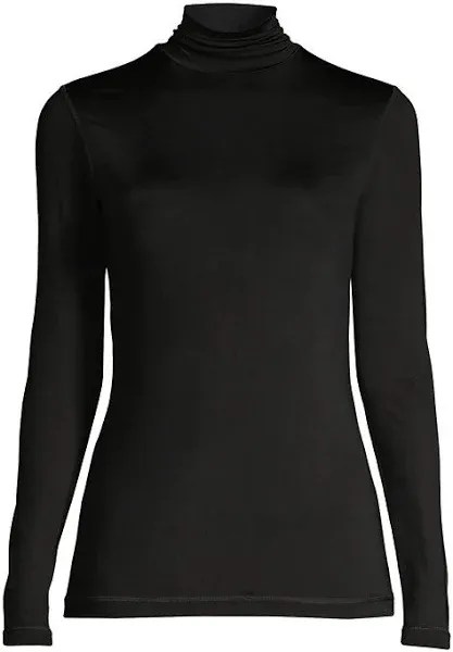 Women's Lands' End Petite Thermaskin Heat Long Sleeve Turtleneck Long Underwear Top