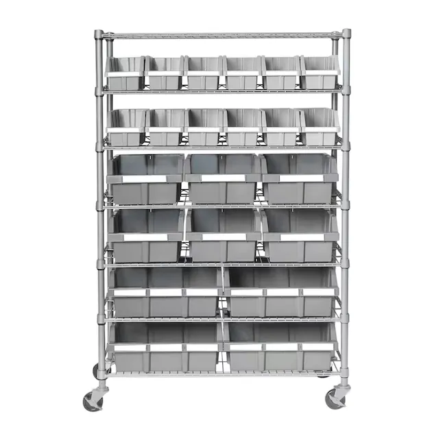 Seville Classics 7-Tier NSF 21-Bin Rack, 36" W x 14" D x 56" H, Gray