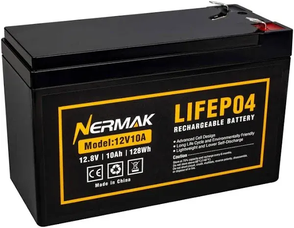 NERMAK 12V 10Ah Lithium LiFePO4 Deep Cycle Battery