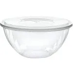 PLASTICPRO Disposable Round Crystal Clear Serving Bowls with Lids Party Snack or Salad Bowl, Plastic Clear Chip Bowls, Party Snack Bowls, Candy Dish