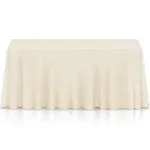 Lann's Linens 90" x 156" Rectangular Wedding Banquet Polyester Fabric Tablecloth Ivory