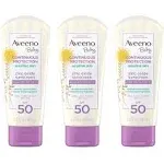 Aveeno Baby Continuous Protection Zinc Oxide Mineral Sunscreen Lotion SPF 50 Unscented White 3 fl. oz (Pack of 3)