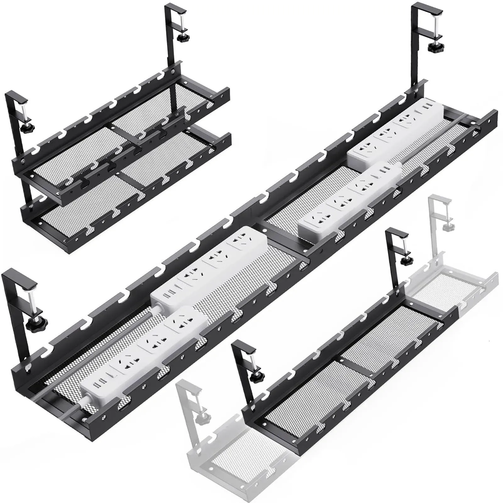 31inch Extendable Under Desk Cable Management Tray Multi-Model Metal Cable ...