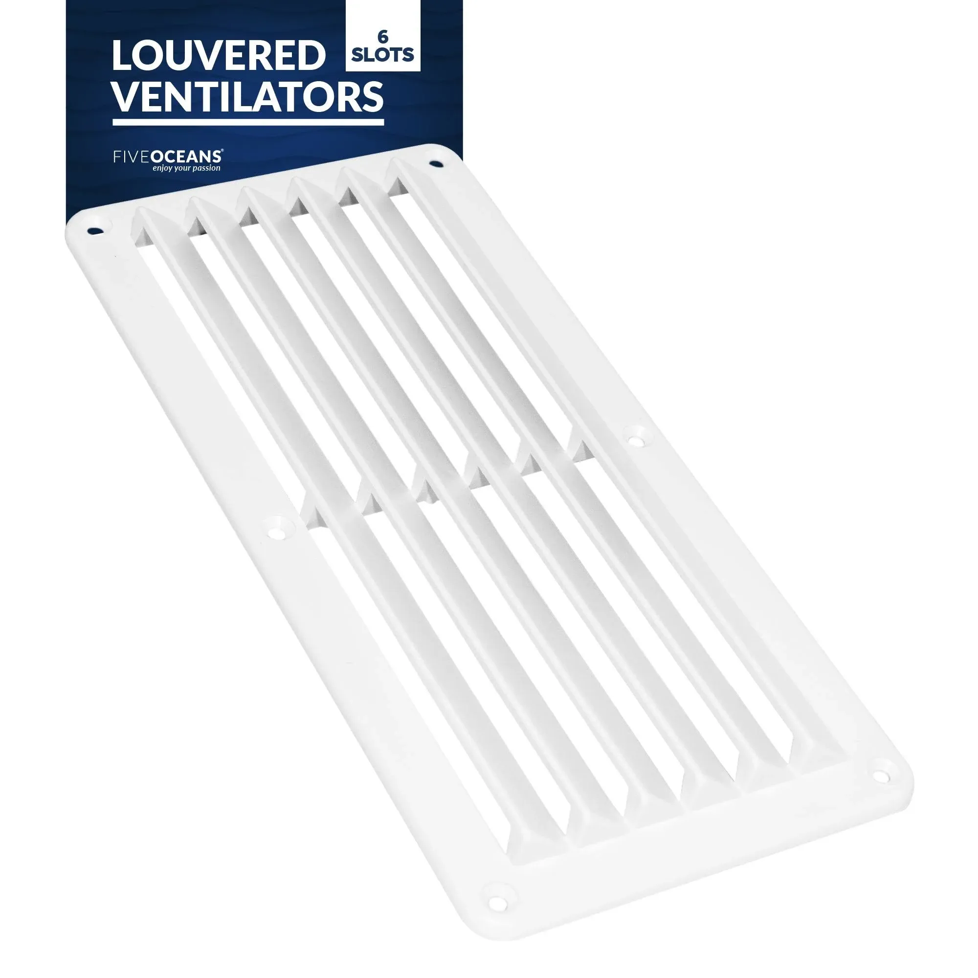 6-Slotted Louvered Ventilators 4-7/8-Inch x 10-1/4-Inch White ABS Plastic - F...